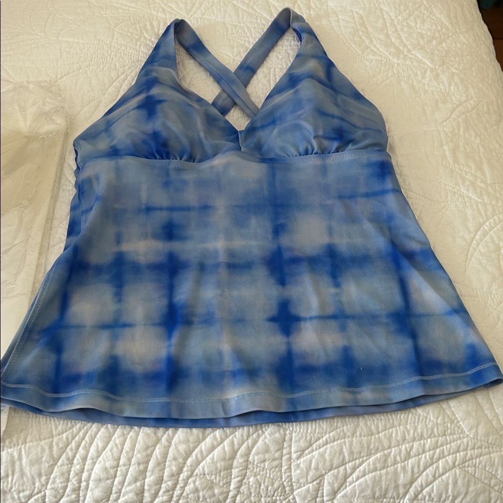 Athleta Blue Tie-Dye Halter Swimsuit Top Size M
